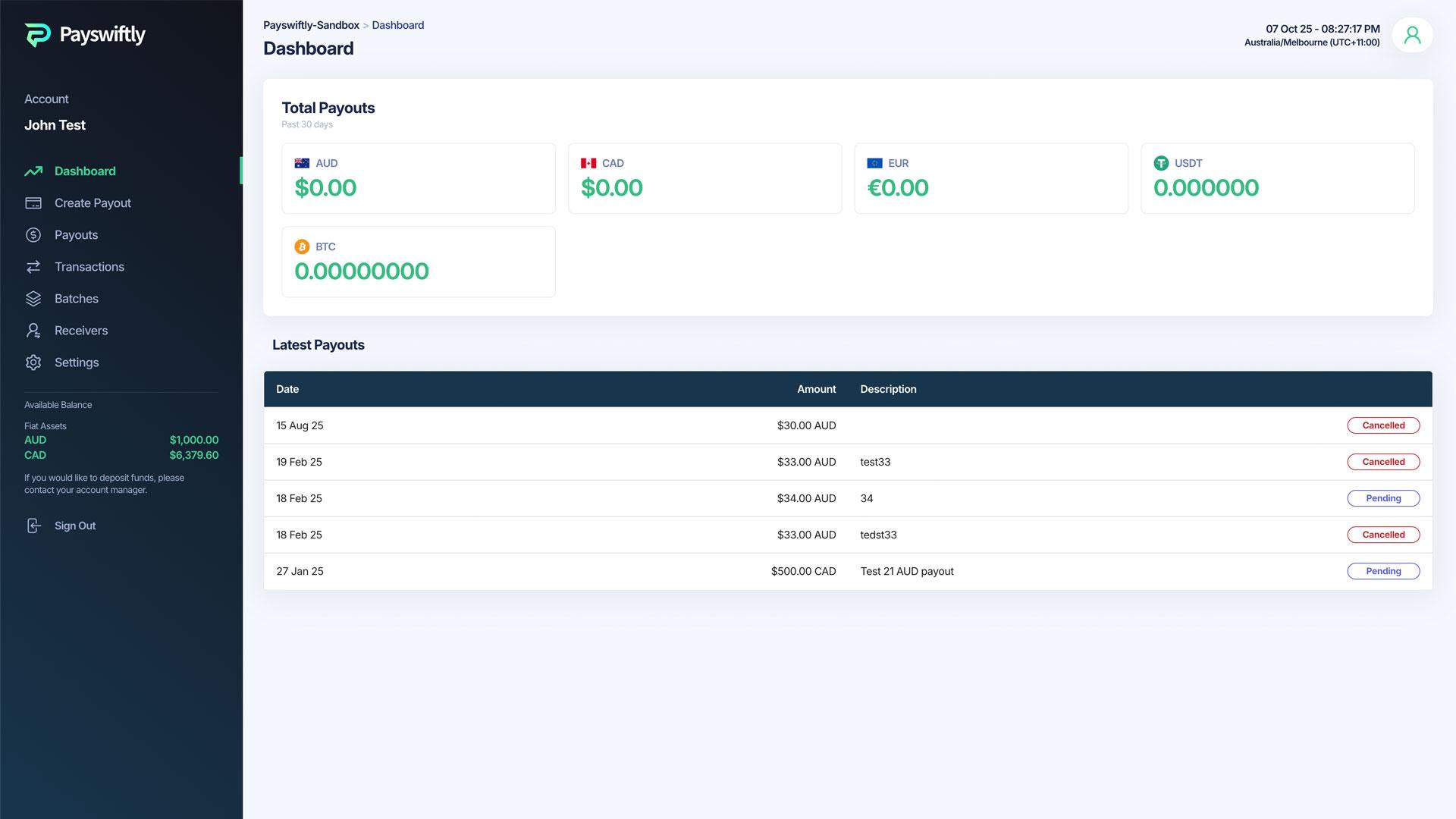 Payout Dashboard